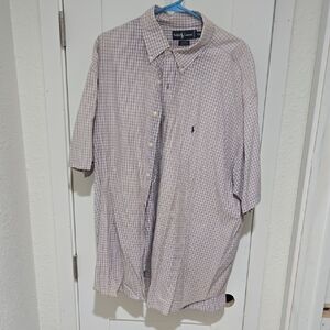 Ralph Lauren Men's Plaid Shirt - Purple and White